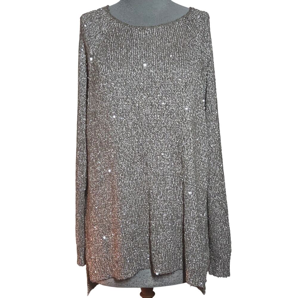Chicos Sequin Metallic Knit Sweater Size XL